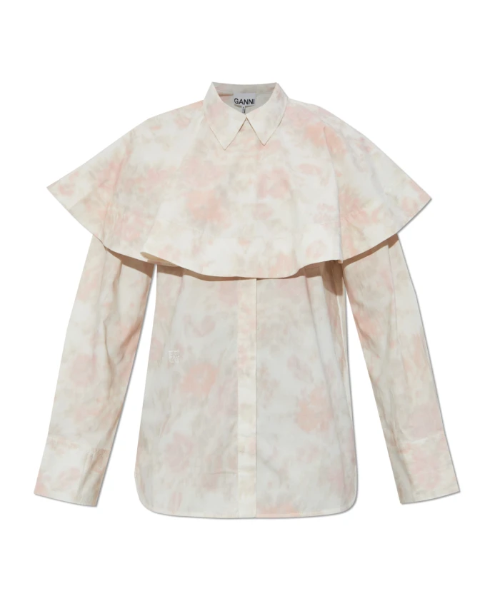 Рубашка с цветочным принтом и круглым воротником Ganni, бежевый
Рубашка с цветочным принтом и круглым воротником Ganni, бежевый
