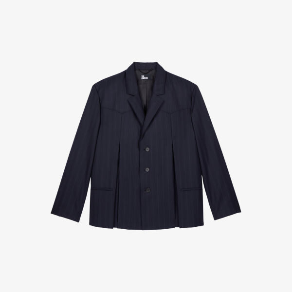 Однобортный полосатый шерстяной пиджак с воротником-лацканом The Kooples, синий
Однобортный полосатый шерстяной пиджак с воротником-лацканом The Kooples, синий