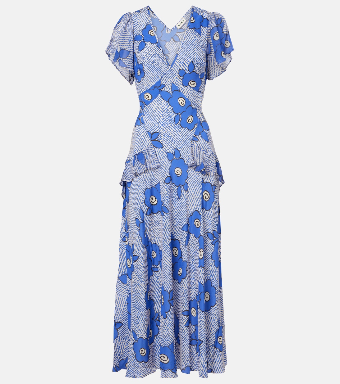 Шелковое макси-платье Evie с цветочным принтом Rixo, Milos Floral Blue 
Шелковое макси-платье Evie с цветочным принтом Rixo, Milos Floral Blue