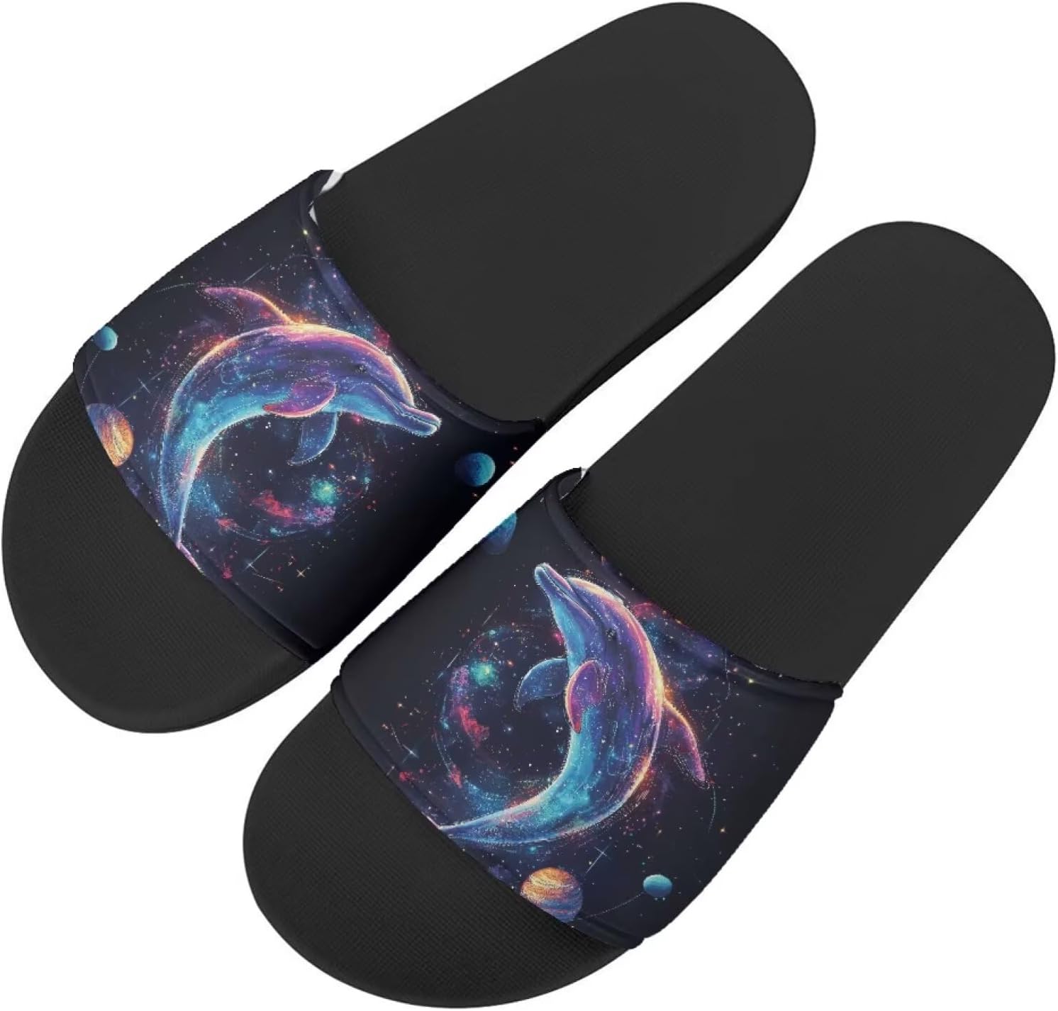 Тапочки Howilath с оригинальным узором для женщин и мужчин, нескользящие шлепанцы с одной лямкой, открытый носок, мягкая подошва, плоские сандалии, Galactic Planet Dolphin
Тапочки Howilath с оригинальным узором для женщин и мужчин, нескользящие шлепанцы с одной лямкой, открытый носок, мягкая подошва, плоские сандалии, Galactic Planet Dolphin