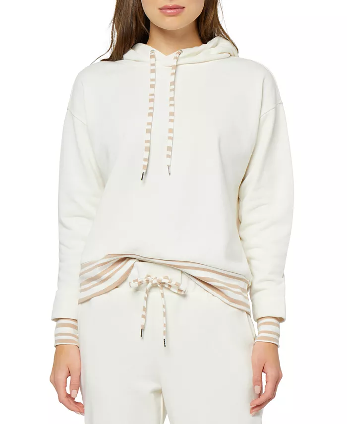 Женский пуловер с капюшоном и полосатой отделкой Three Dots, белый
Женский пуловер с капюшоном и полосатой отделкой Three Dots, белый