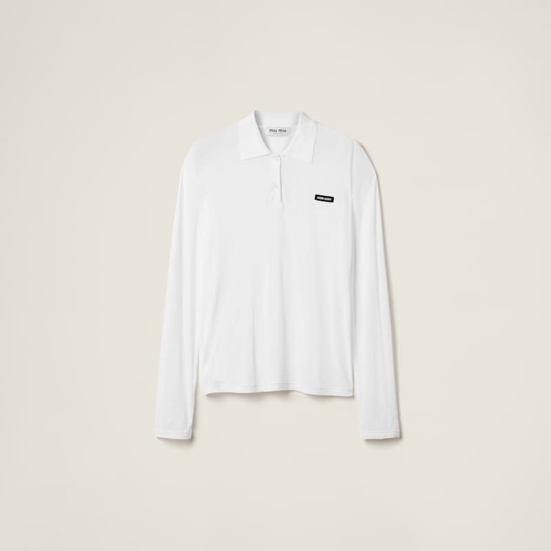 Рубашка-Поло из ребристого джерси Miu Miu, белый
Рубашка-Поло из ребристого джерси Miu Miu, белый
