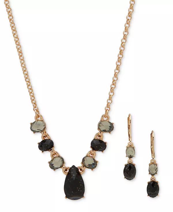 Серьги-Подвески с золотыми камнями и фронтальное ожерелье, 16 дюймов + удлинитель 3 дюйма Anne Klein, jet
Серьги-Подвески с золотыми камнями и фронтальное ожерелье, 16 дюймов + удлинитель 3 дюйма Anne Klein, jet