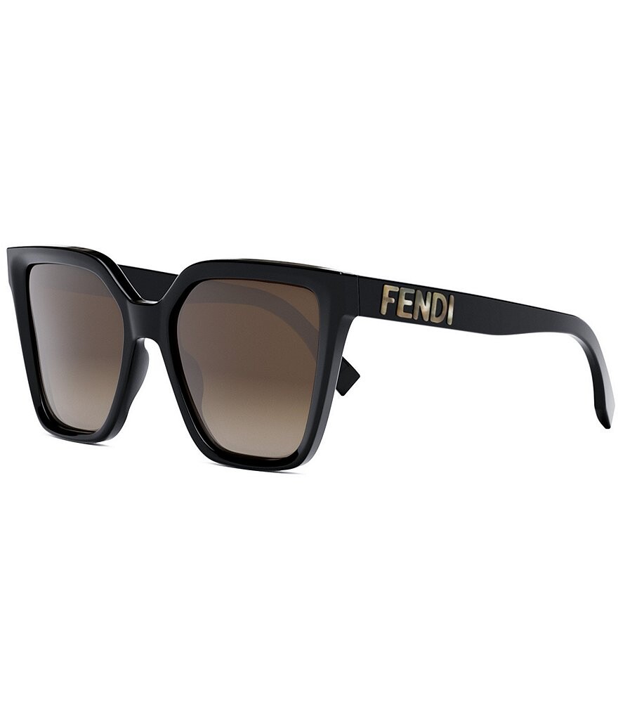 Женские солнцезащитные очки FENDI «кошачий глаз» с надписью 55 мм и геометрическим узором, черный 
Женские солнцезащитные очки FENDI «кошачий глаз» с надписью 55 мм и геометрическим узором, черный