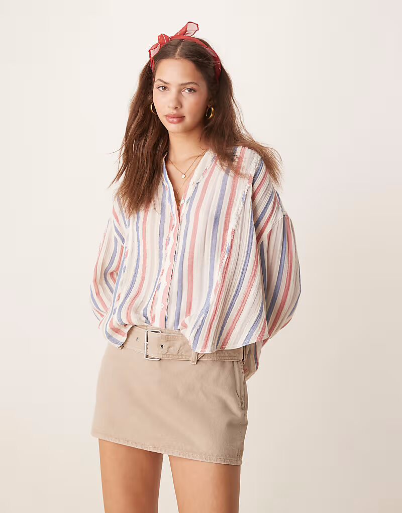 Рубашка свободного кроя Free People в полоску цвета слоновой кости
Рубашка свободного кроя Free People в полоску цвета слоновой кости