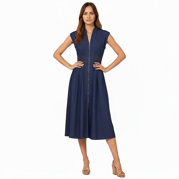 Женское платье миди без рукавов с молнией спереди, присборенной талией и расклешенной юбкой Anna-Kaci, Navy
Женское платье миди без рукавов с молнией спереди, присборенной талией и расклешенной юбкой Anna-Kaci, Navy