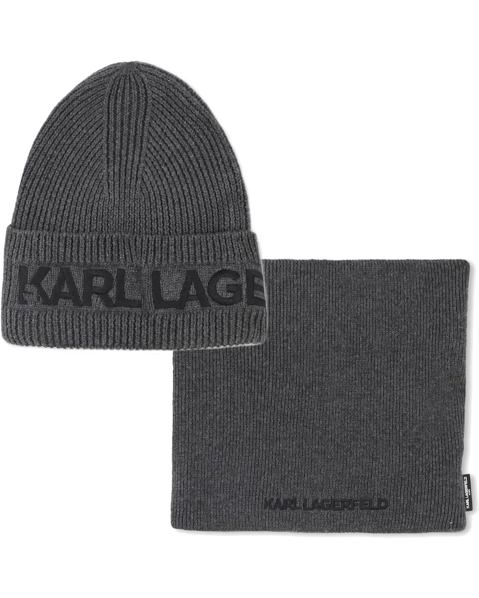 Серая детская шапочка и шарф из хлопка Karl Lagerfeld Kids, серый
Серая детская шапочка и шарф из хлопка Karl Lagerfeld Kids, серый