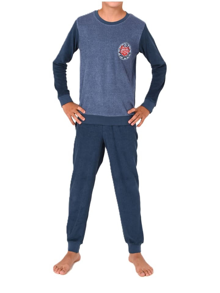 NORMANN Пижама из махровой ткани с длинными рукавами и манжетами синего цвета
NORMANN Пижама из махровой ткани с длинными рукавами и манжетами синего цвета