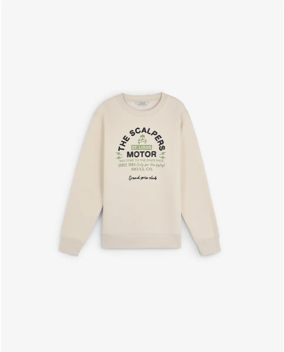 Детская толстовка без капюшона с принтом спереди Scalpers, бежевый
Детская толстовка без капюшона с принтом спереди Scalpers, бежевый