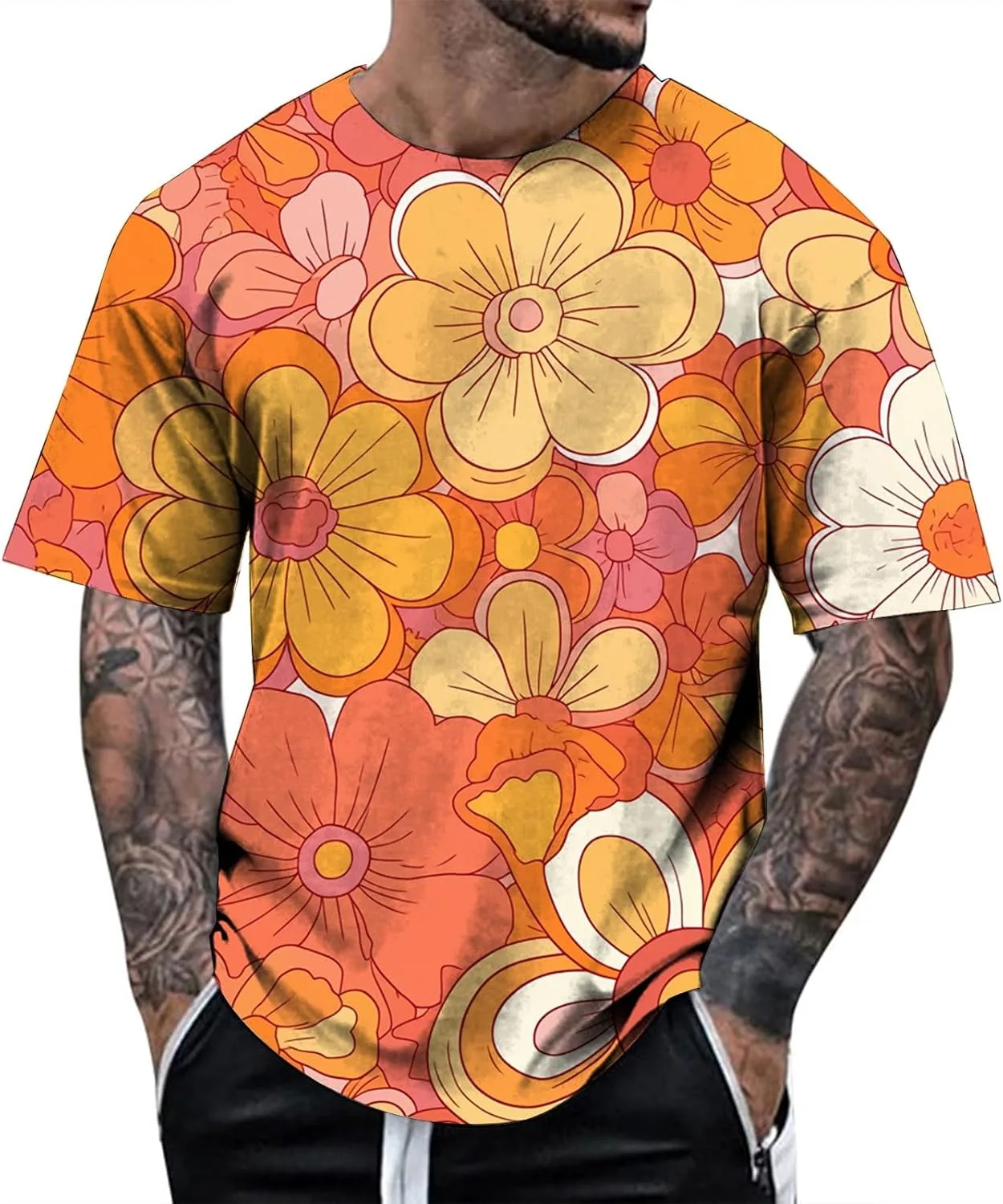 Мужская летняя футболка Casual с цветочным принтом
Мужская летняя футболка Casual с цветочным принтом