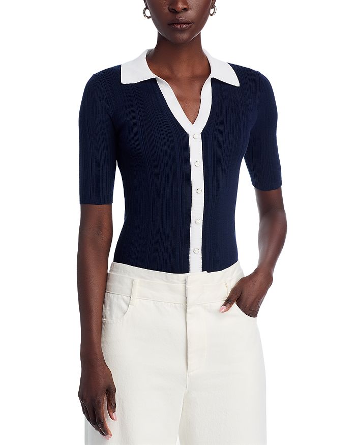 Свитер с контрастным воротником T Tahari, синий
Свитер с контрастным воротником T Tahari, синий