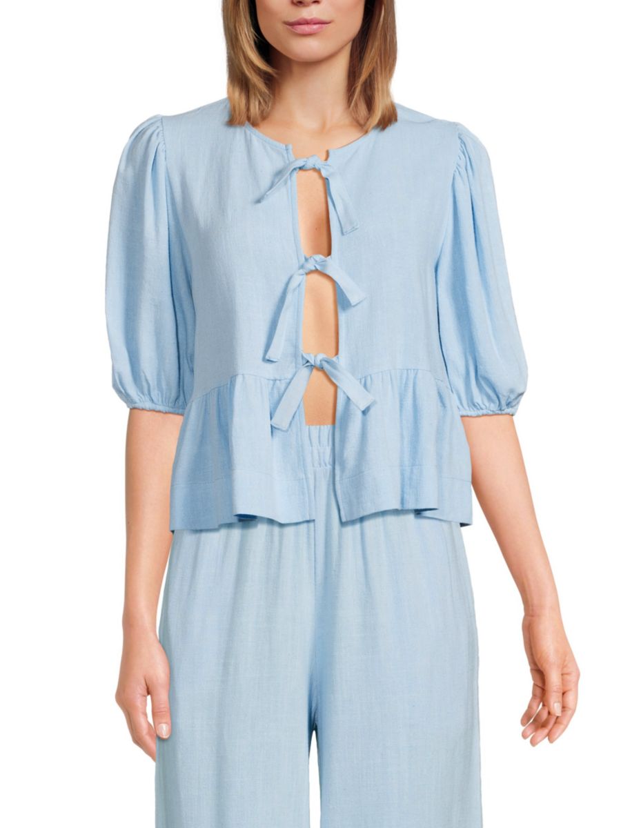 Блузка с завязкой спереди Renee C., цвет Sky Blue
Блузка с завязкой спереди Renee C., цвет Sky Blue