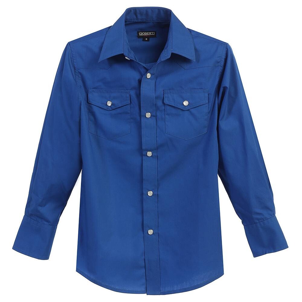 Gioberti Детская повседневная однотонная рубашка в стиле вестерн с длинными рукавами и жемчужными кнопками, цвет Royal Blue
Gioberti Детская повседневная однотонная рубашка в стиле вестерн с длинными рукавами и жемчужными кнопками, цвет Royal Blue
