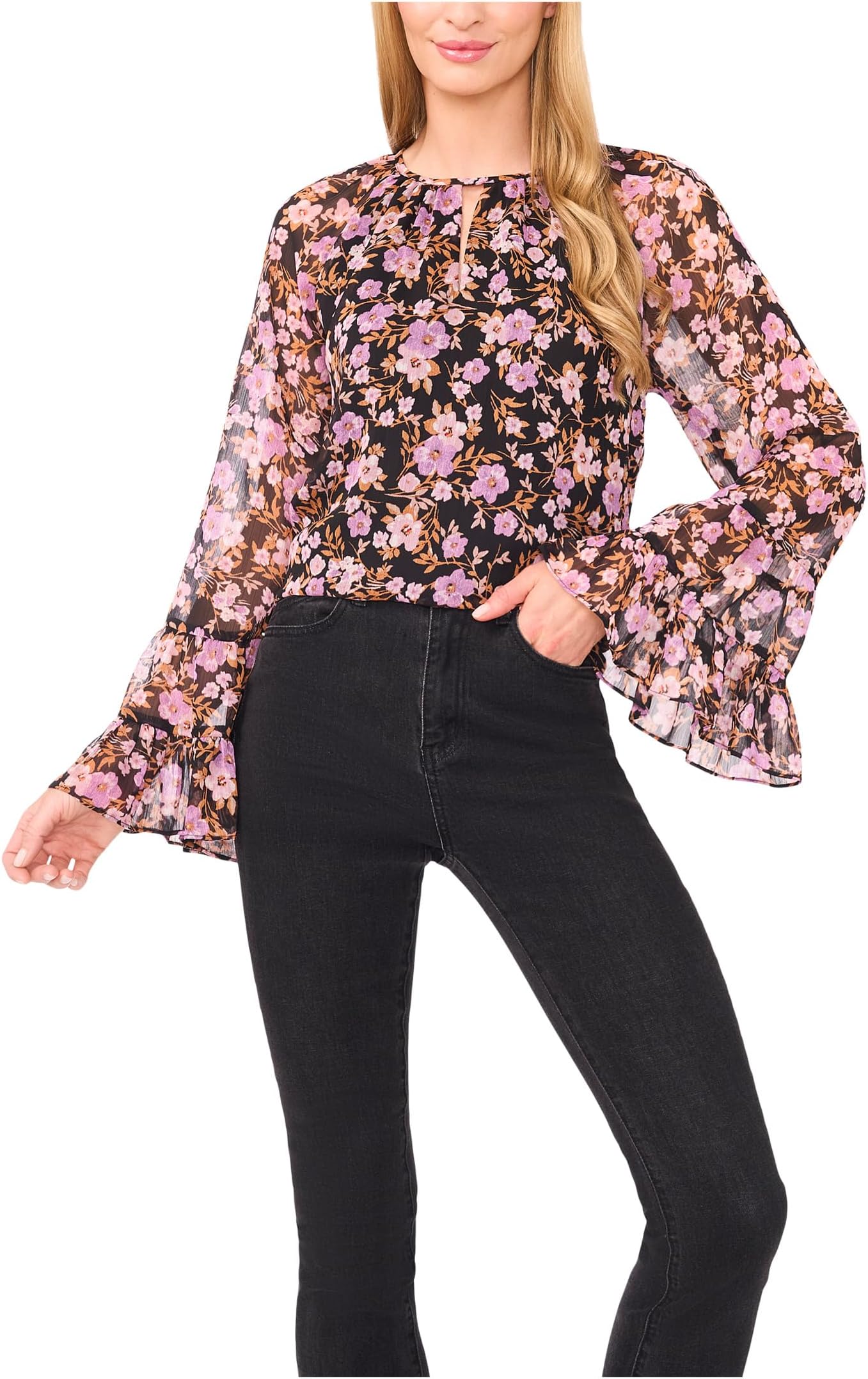 Блуза CeCe Tiered Flowy Long Sleeve Keyhole Blouse, Rich Black
Блуза CeCe Tiered Flowy Long Sleeve Keyhole Blouse, Rich Black