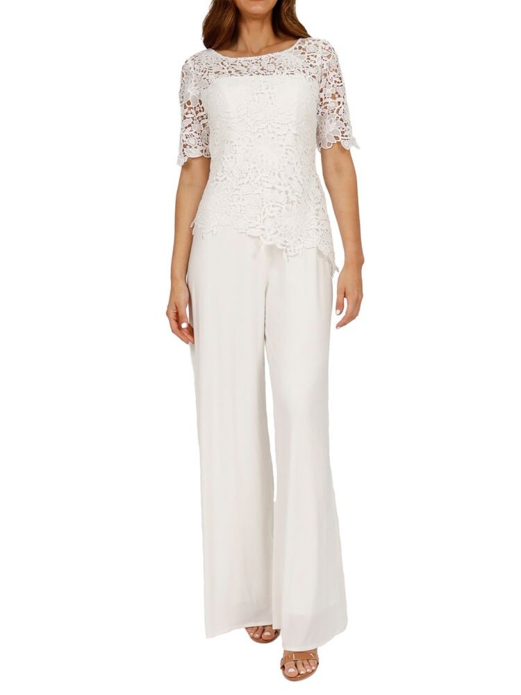 Комбинезон с широкими штанинами и кружевным лифом Rene Ruiz Collection, белый
Комбинезон с широкими штанинами и кружевным лифом Rene Ruiz Collection, белый