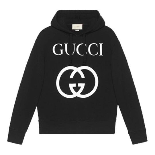 Толстовка hoodies interlocking g 'black white' Gucci, черный 
Толстовка hoodies interlocking g 'black white' Gucci, черный