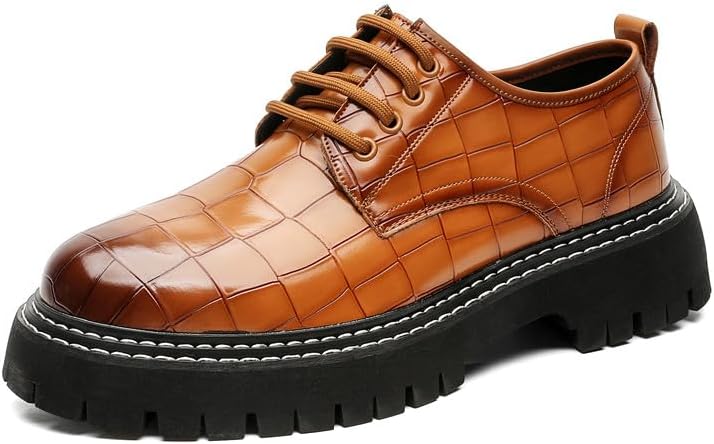 Мужские оксфорды Santimon с тиснением под крокодила, массивная платформа, деловые туфли с нескользящей подошвой, шнуровка, повседневная деловая обувь, коричневый
Мужские оксфорды Santimon с тиснением под крокодила, массивная платформа, деловые туфли с нескользящей подошвой, шнуровка, повседневная деловая обувь, коричневый