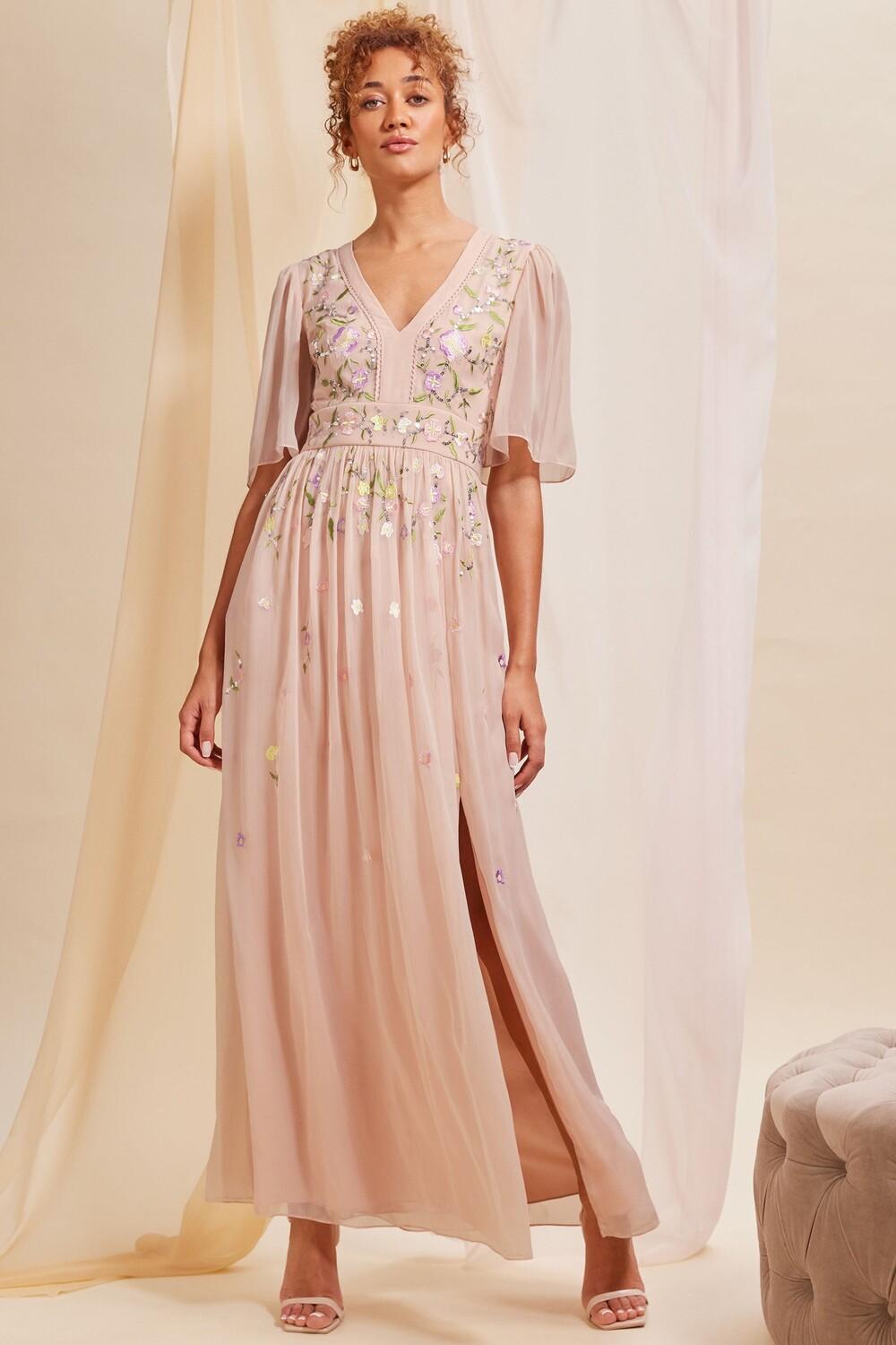 Украшенное шифоновое платье макси с развевающимися рукавами Love & Roses, розовый
Украшенное шифоновое платье макси с развевающимися рукавами Love & Roses, розовый