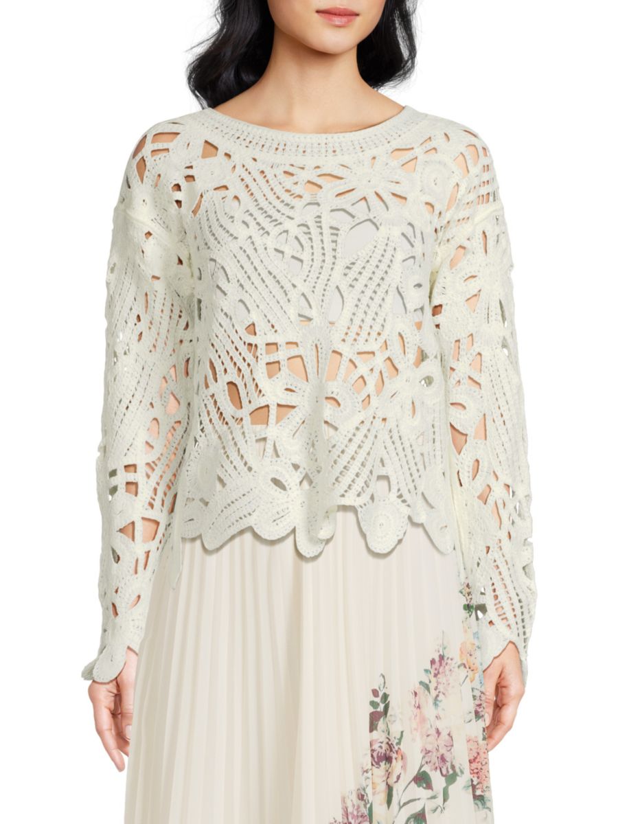 Вязаный крючком свитер-пуловер Wdny, слоновая кость
Вязаный крючком свитер-пуловер Wdny, слоновая кость