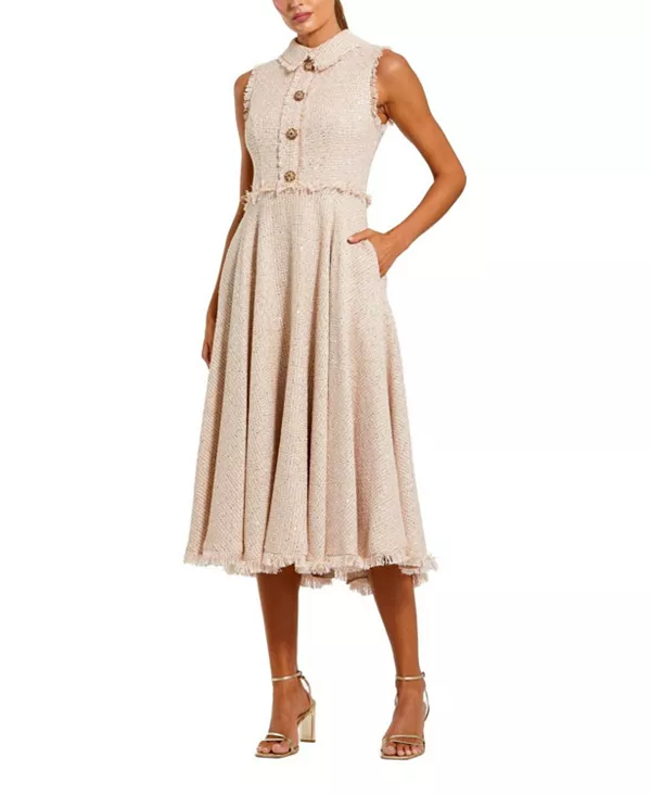 Платье-Миди из букле без рукавов с воротником и застежкой на пуговицы Mac Duggal, розовый
Платье-Миди из букле без рукавов с воротником и застежкой на пуговицы Mac Duggal, розовый