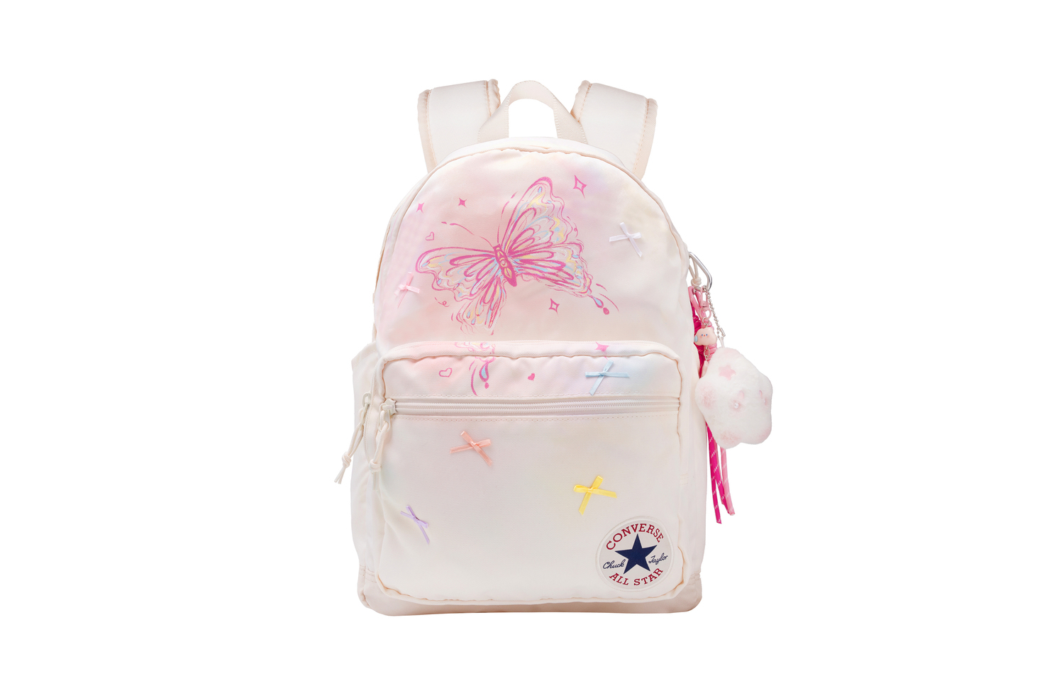 Converse Полиэстеровый радужный рюкзак среднего размера с ручной росписью бабочек унисекс бело-розовый, White
Converse Полиэстеровый радужный рюкзак среднего размера с ручной росписью бабочек унисекс бело-розовый, White