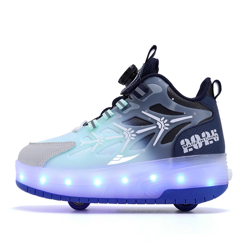 Нескользящие износостойкие детские кроссовки средней высоты для повседневной носки Kuding, синий 
Нескользящие износостойкие детские кроссовки средней высоты для повседневной носки Kuding, синий