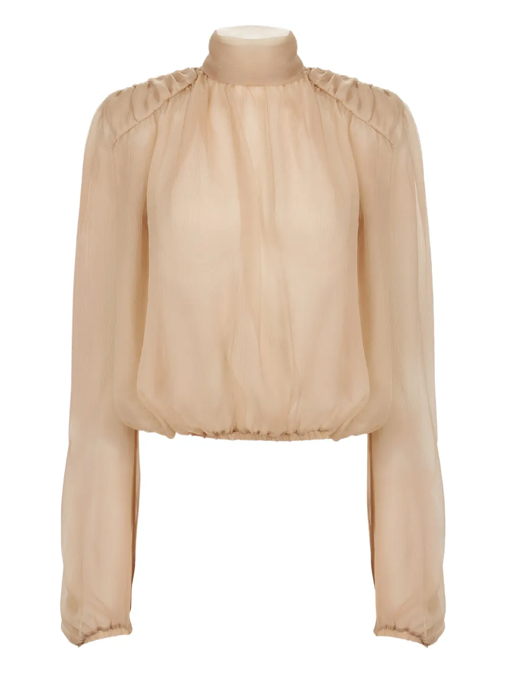 Топ с высоким воротником и объемными рукавами Nina Ricci, нейтральный
Топ с высоким воротником и объемными рукавами Nina Ricci, нейтральный