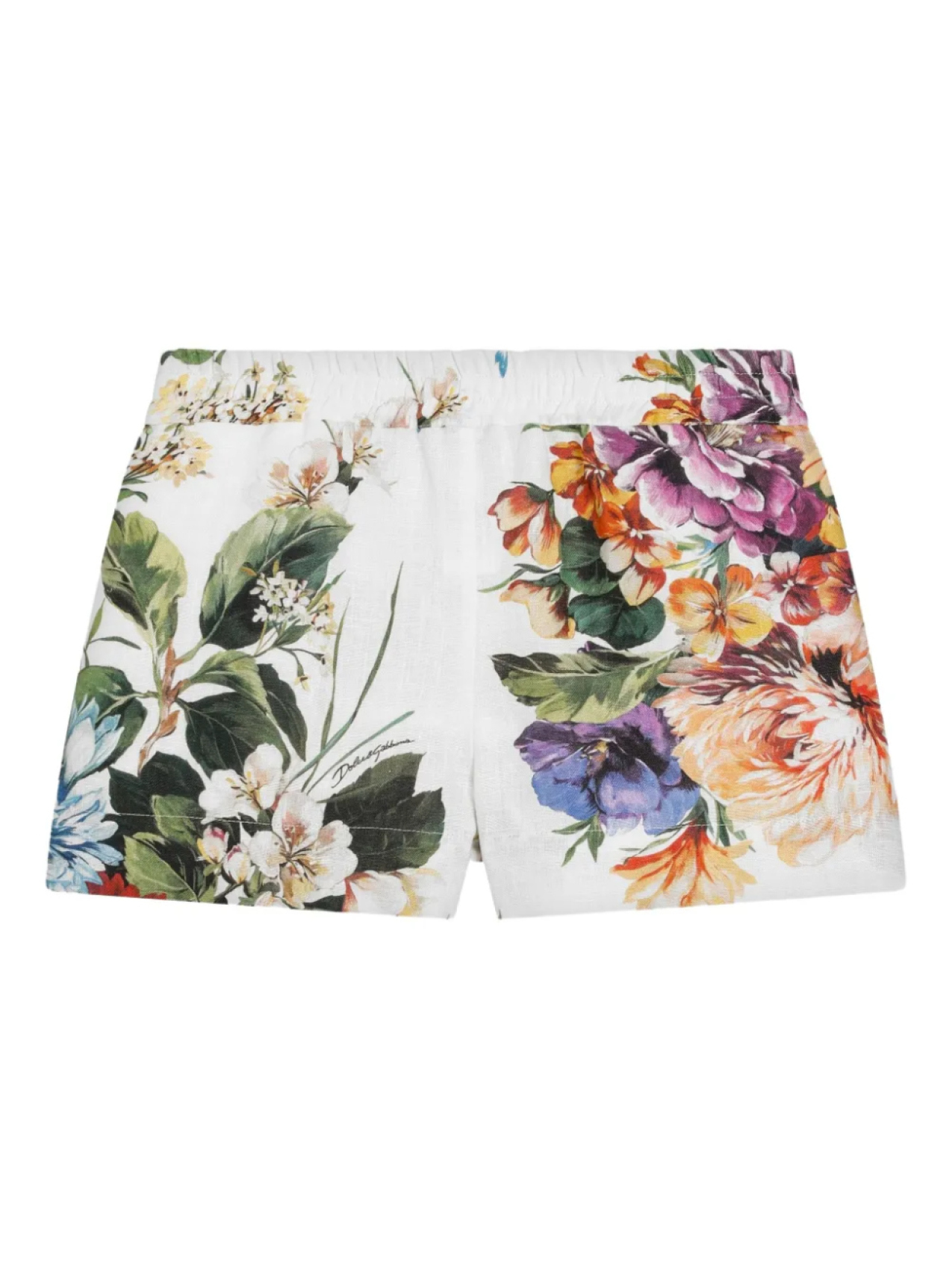 Dolce & Gabbana Kids льняные шорты с цветочным принтом, белый 
Dolce & Gabbana Kids льняные шорты с цветочным принтом, белый