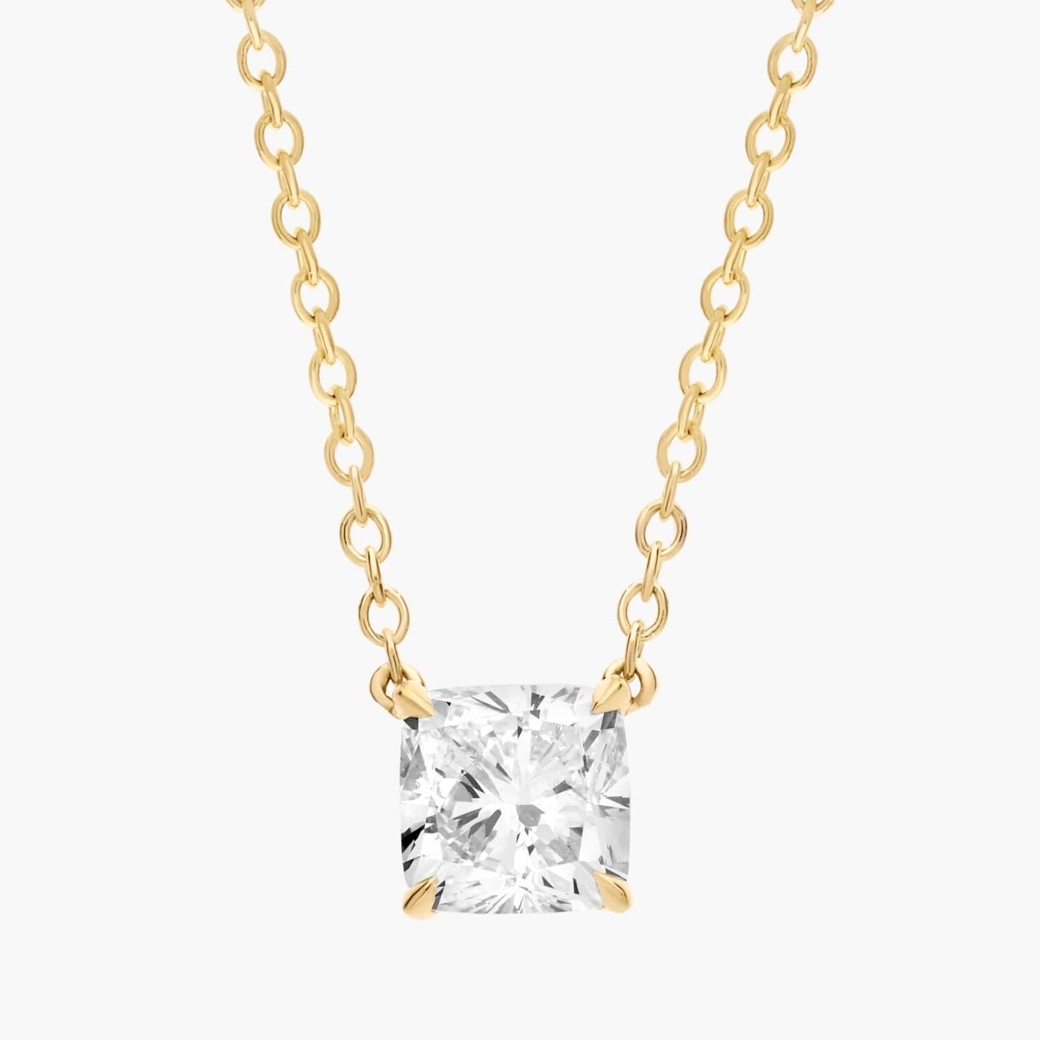 Подвеска с выращенным в лаборатории бриллиантом-солитером огранки «кушон» из желтого золота 14 карат (3/4 карата, два камня — FG / VS2-SI1) Blue Nile
Подвеска с выращенным в лаборатории бриллиантом-солитером огранки «кушон» из желтого золота 14 карат (3/4 карата, два камня — FG / VS2-SI1) Blue Nile