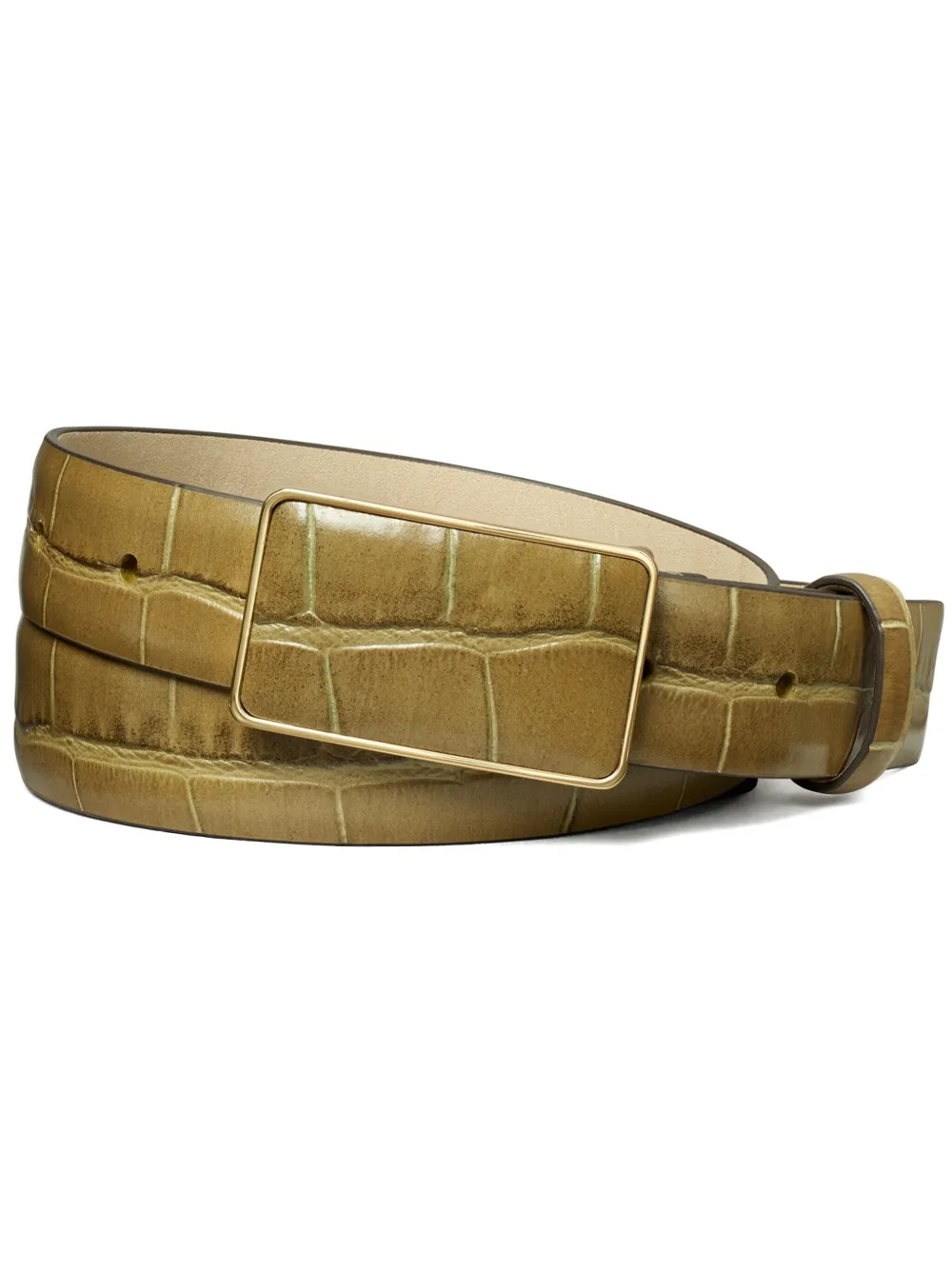 Ремень Plate с тиснением под кожу крокодила Tory Burch, зеленый
Ремень Plate с тиснением под кожу крокодила Tory Burch, зеленый