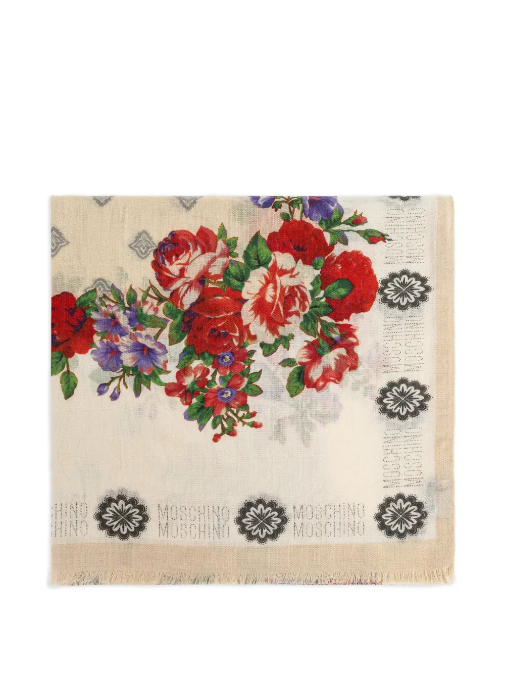 Шарф с цветочным принтом Moschino, нейтральный
Шарф с цветочным принтом Moschino, нейтральный