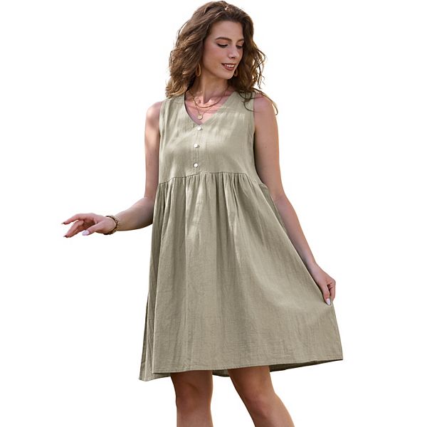 Льняное платье без рукавов для женщин с v-образным вырезом, на пуговицах и плиссированное, миди Inspire Chic, Beige
Льняное платье без рукавов для женщин с v-образным вырезом, на пуговицах и плиссированное, миди Inspire Chic, Beige