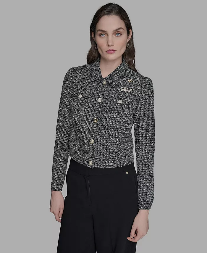 Женский твидовый пиджак с длинным рукавом KARL LAGERFELD PARIS, черный
Женский твидовый пиджак с длинным рукавом KARL LAGERFELD PARIS, черный