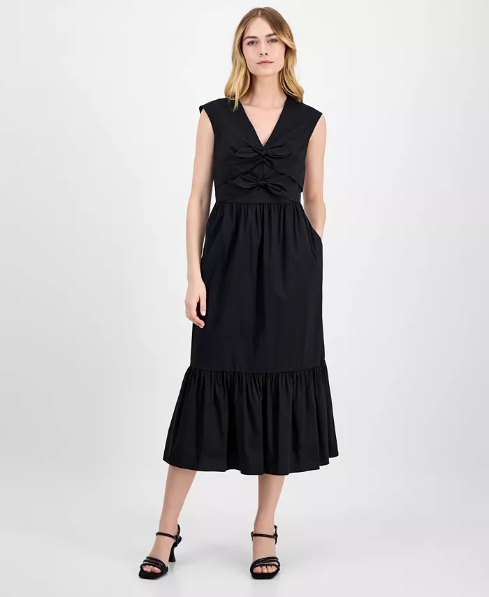 Женское платье миди без рукавов с бантом спереди Anne Klein, черный
Женское платье миди без рукавов с бантом спереди Anne Klein, черный