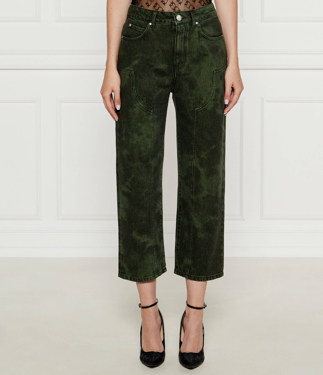 Джинсы Pinko Loose fit, зеленый 
Джинсы Pinko Loose fit, зеленый