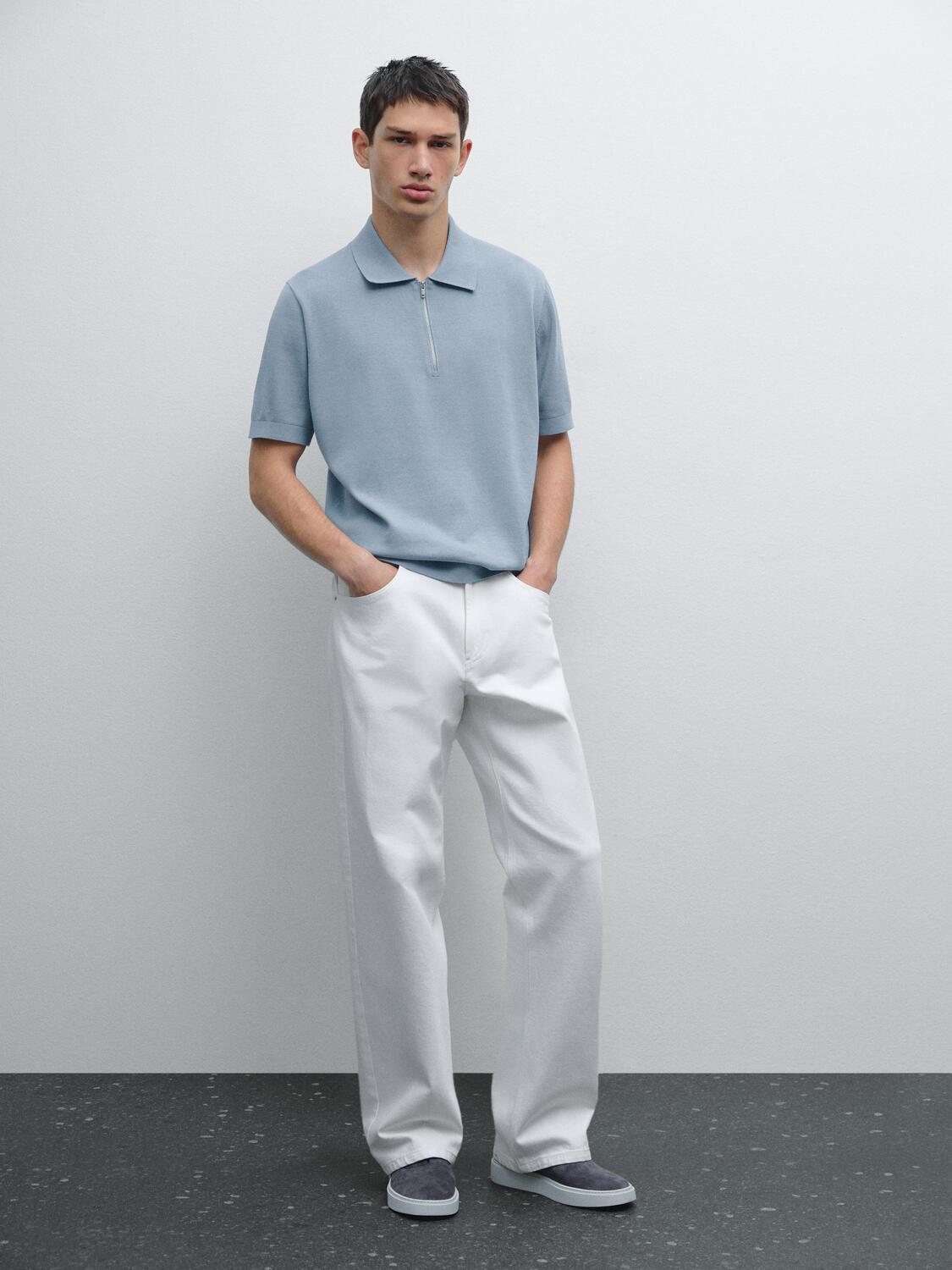 Рубашка-Поло из хлопкового трикотажа с застежкой-молнией на четверть Massimo Dutti, Sky Blue
Рубашка-Поло из хлопкового трикотажа с застежкой-молнией на четверть Massimo Dutti, Sky Blue