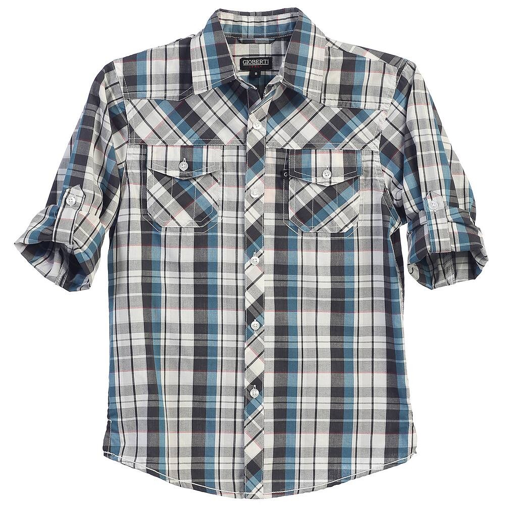 Рубашка в клетку с длинными рукавами и закатанными рукавами Gioberti для маленького мальчика, цвет Blue Gray White
Рубашка в клетку с длинными рукавами и закатанными рукавами Gioberti для маленького мальчика, цвет Blue Gray White