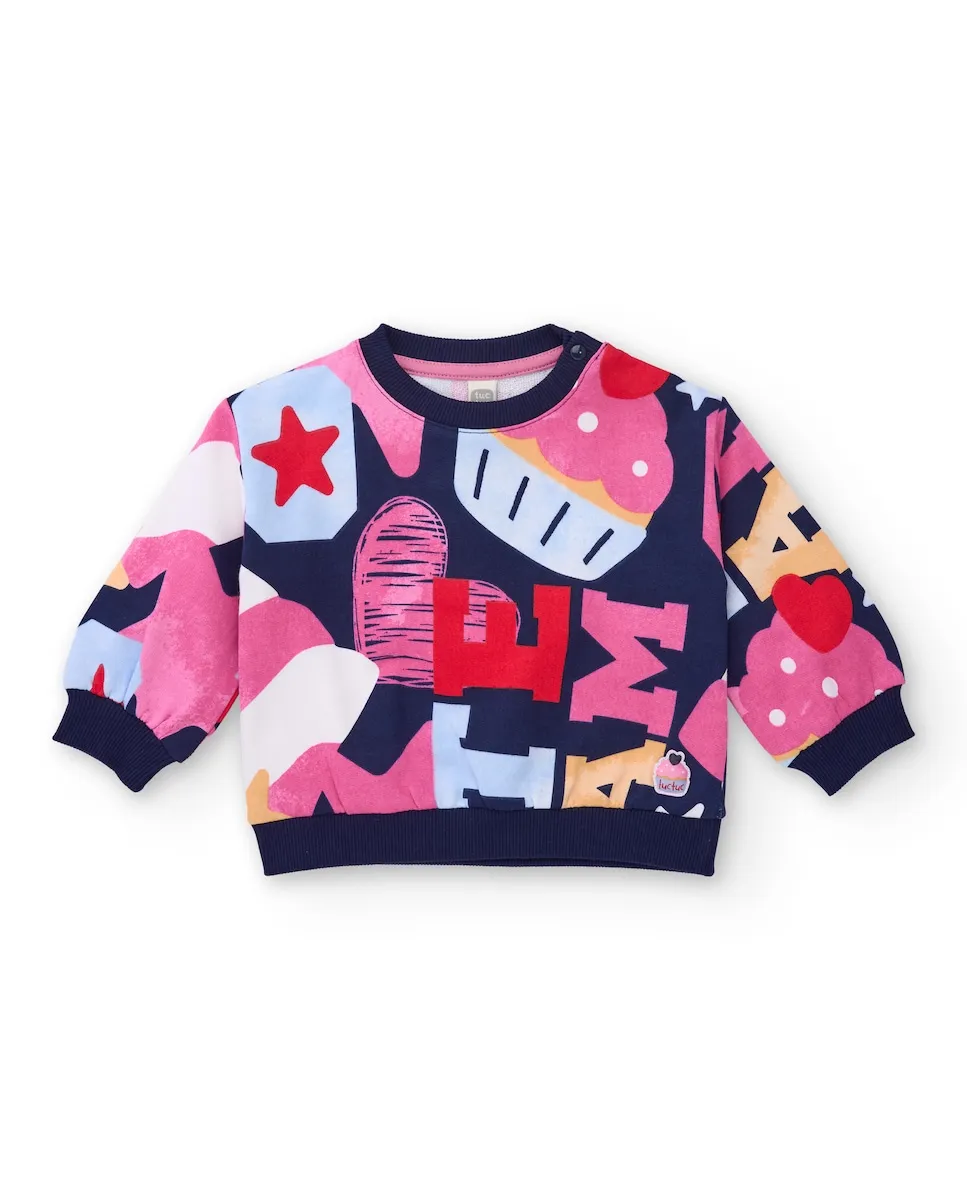 Детская толстовка для девочки в многоцветном исполнении с принтом из букв и кексов Tuc tuc
Детская толстовка для девочки в многоцветном исполнении с принтом из букв и кексов Tuc tuc