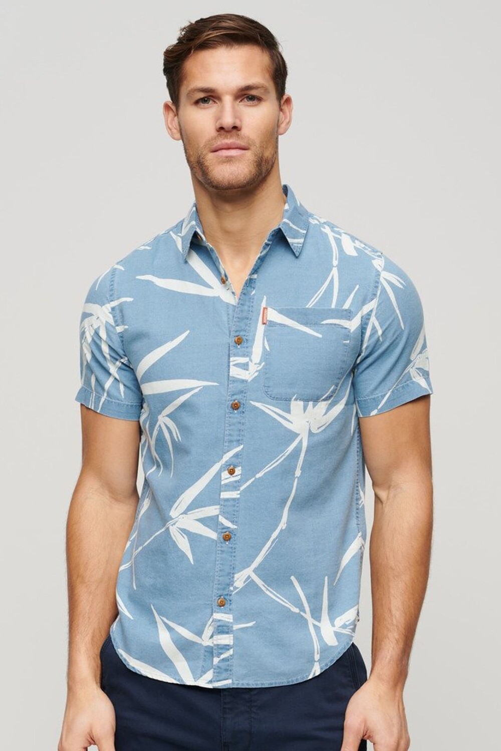 Винтажная ткацкая рубашка с короткими рукавами Superdry, синий 
Винтажная ткацкая рубашка с короткими рукавами Superdry, синий