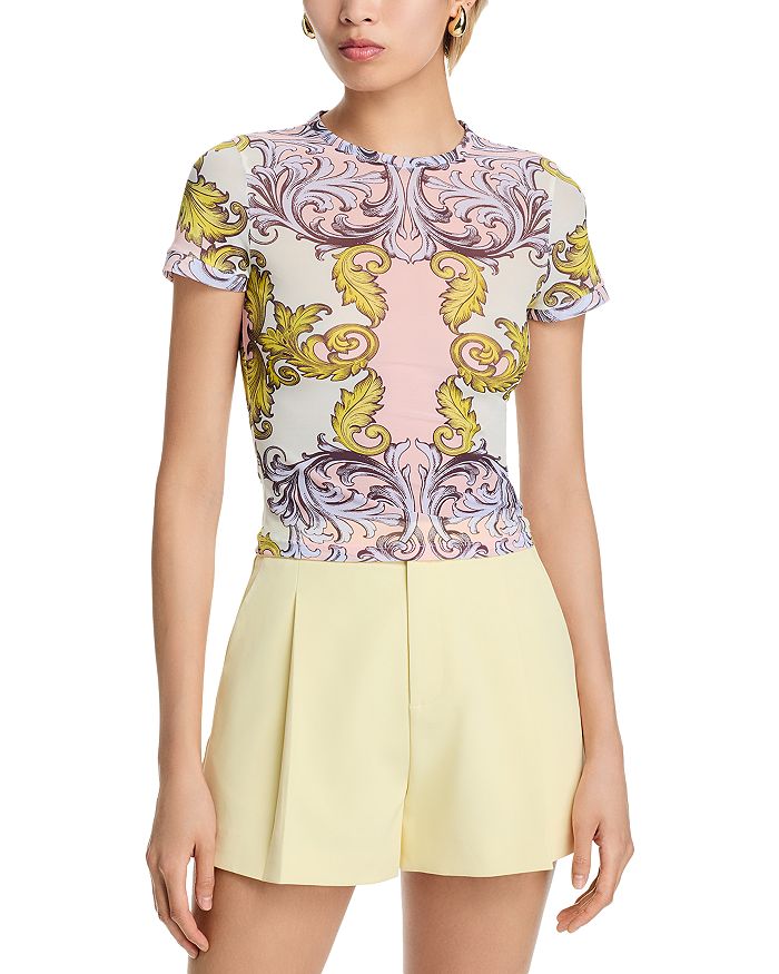 Футболка с круглым вырезом Tess из сетчатой ткани Alice and Olivia, мультиколор 
Футболка с круглым вырезом Tess из сетчатой ткани Alice and Olivia, мультиколор