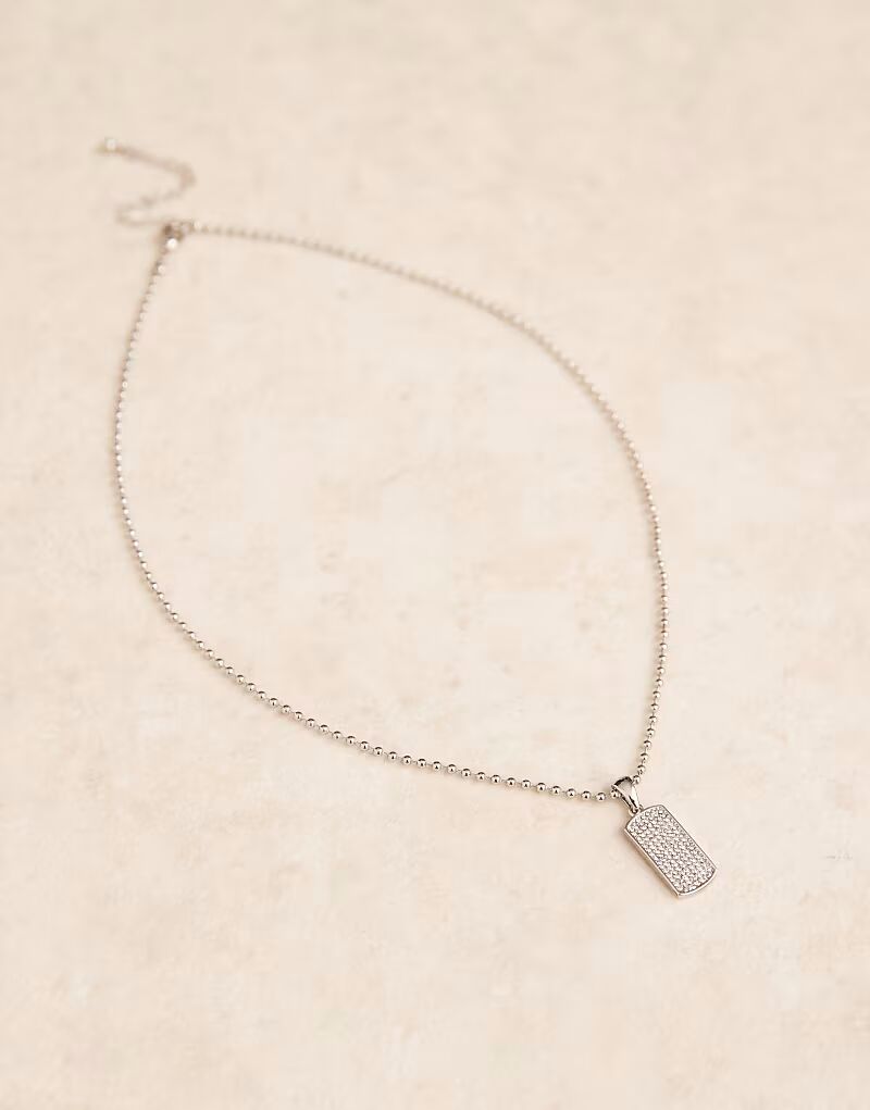 Серебряное ожерелье с кулоном в виде армейского жетона Diamante Asos Design
Серебряное ожерелье с кулоном в виде армейского жетона Diamante Asos Design