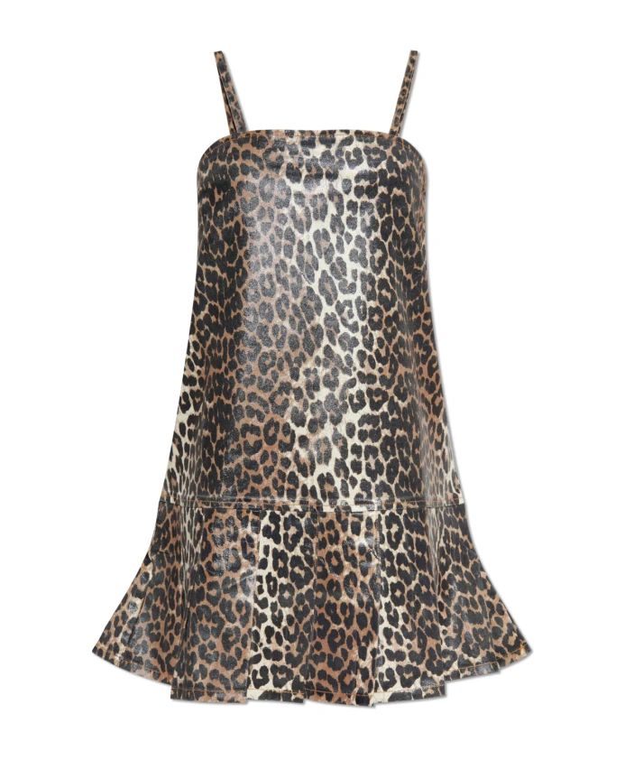 Платье с принтом и джинсовыми бретелями Ganni, бежевый
Платье с принтом и джинсовыми бретелями Ganni, бежевый