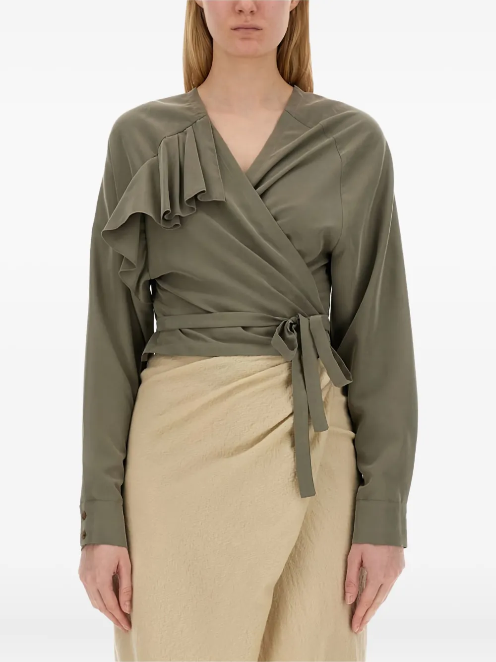 Топ с запахом и оборками Alysi, зеленый
Топ с запахом и оборками Alysi, зеленый