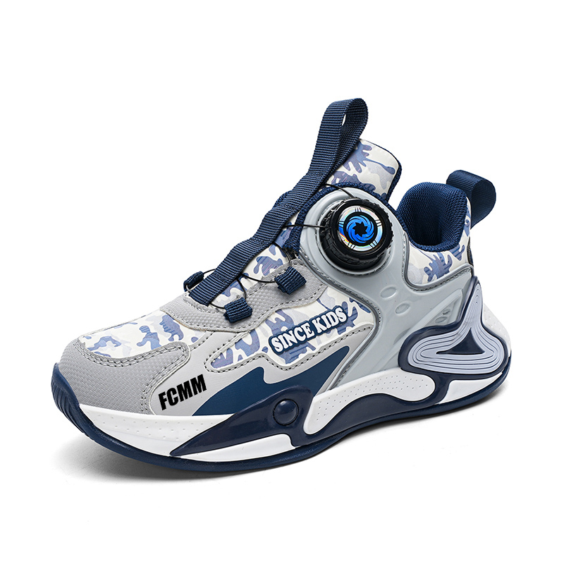 Баскетбольные кроссовки детские, противоскользящие, износостойкие, водостойкие, легкие, с амортизацией FCMM, серый/синий 
Баскетбольные кроссовки детские, противоскользящие, износостойкие, водостойкие, легкие, с амортизацией FCMM, серый/синий