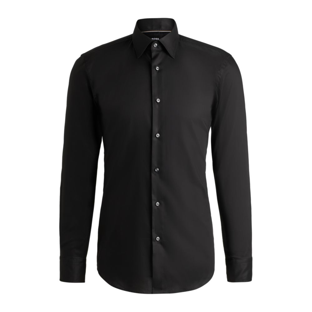 Рубашка облегающего кроя из легкогладящегося хлопкового поплина BOSS, черный
Рубашка облегающего кроя из легкогладящегося хлопкового поплина BOSS, черный