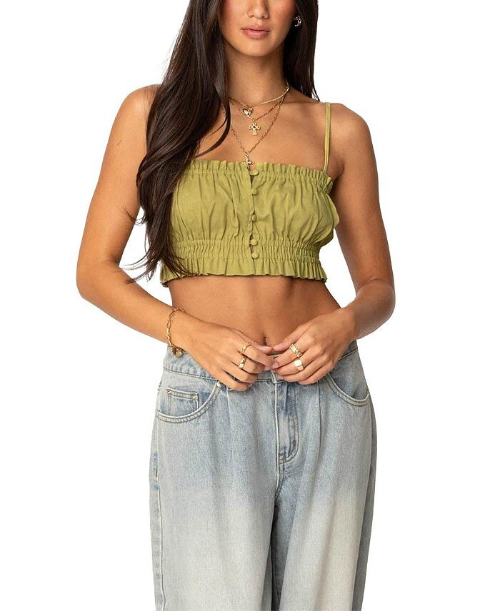 Укороченный топ на пуговицах Edikted Alda, зеленый
Укороченный топ на пуговицах Edikted Alda, зеленый