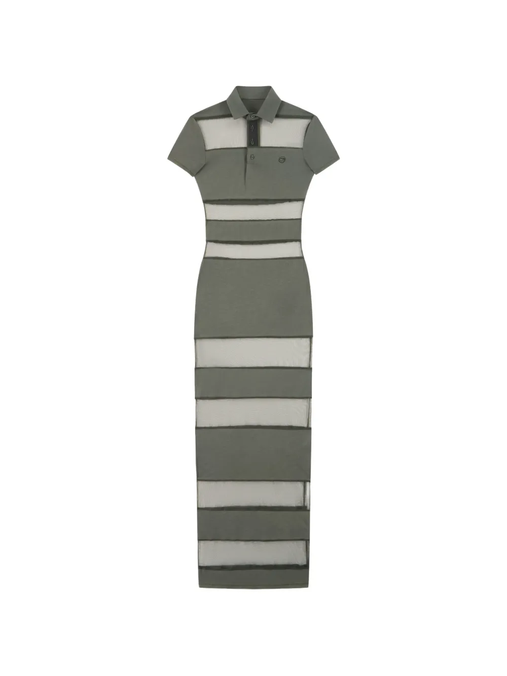 Макси-платье-поло из полупрозрачной ткани в полоску Coperni, зеленый
Макси-платье-поло из полупрозрачной ткани в полоску Coperni, зеленый