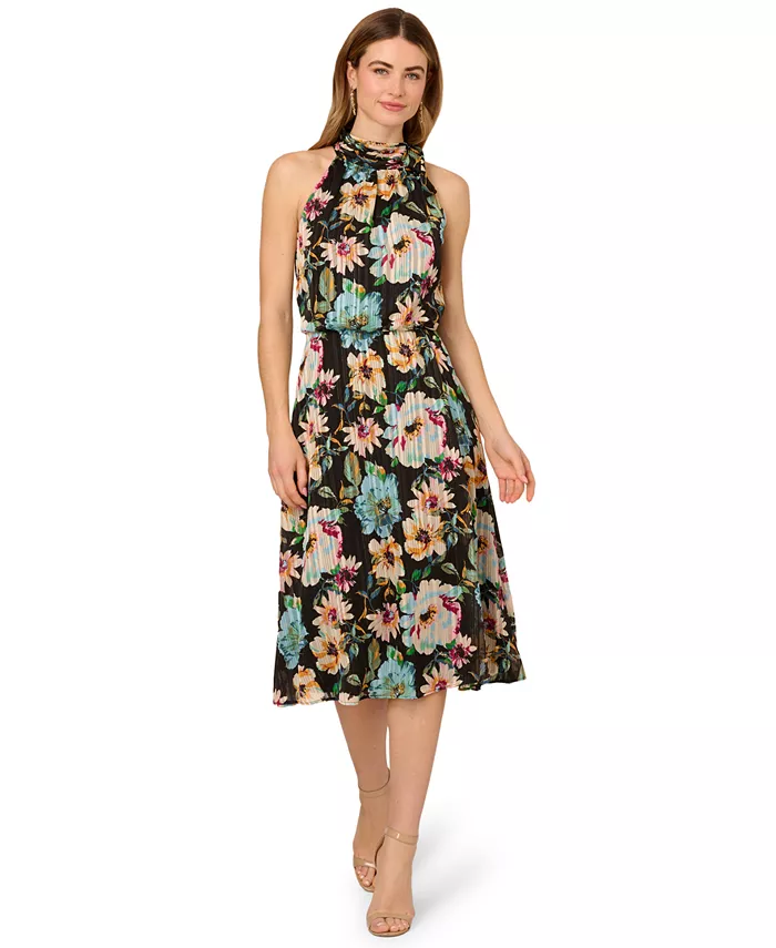 Женское платье-халтер из шифона с принтом Adrianna Papell, черный
Женское платье-халтер из шифона с принтом Adrianna Papell, черный