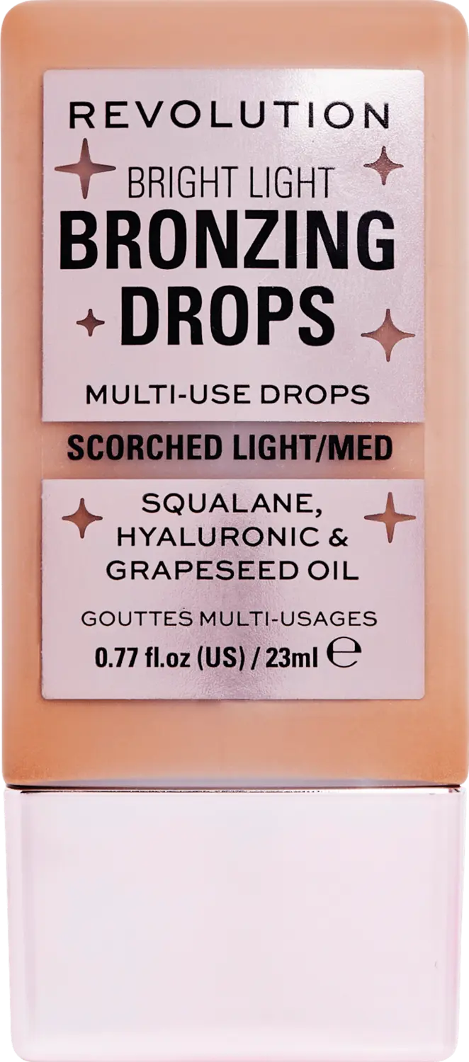 Бронзер REVOLUTION Bronzing Drops Bright Light Scorched Light/Medium, 23 ml
Бронзер REVOLUTION Bronzing Drops Bright Light Scorched Light/Medium, 23 ml