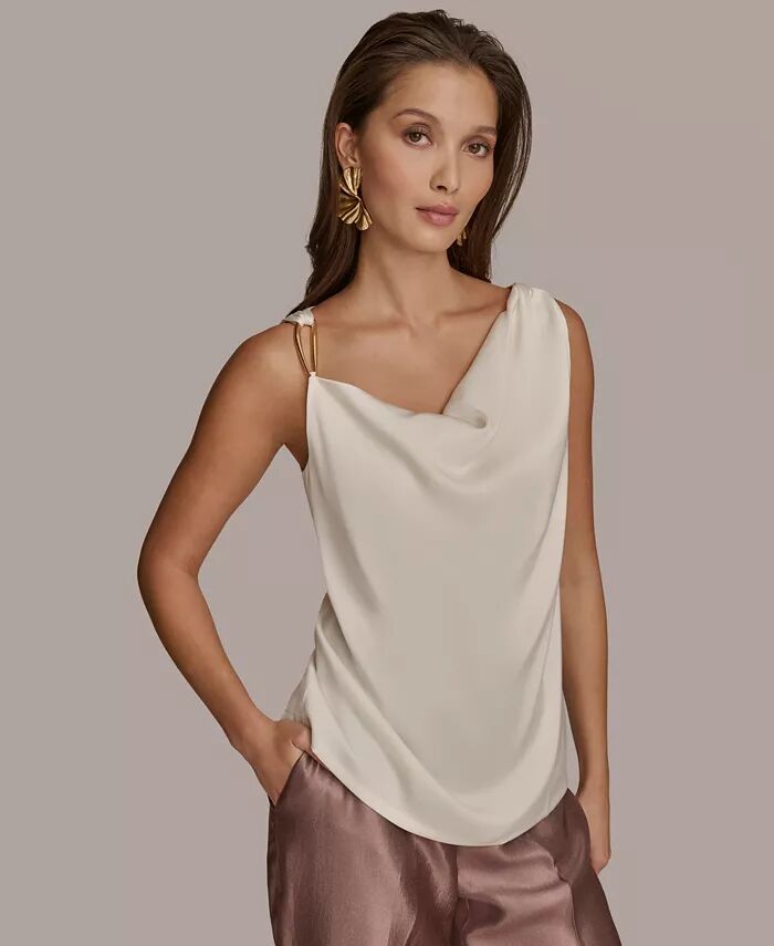 Женская майка-хомут с отделкой фурнитурой Donna Karan New York, слоновая кость/кремовый 
Женская майка-хомут с отделкой фурнитурой Donna Karan New York, слоновая кость/кремовый